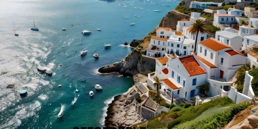 A beautiful coastal village with a rocky coastline and houses