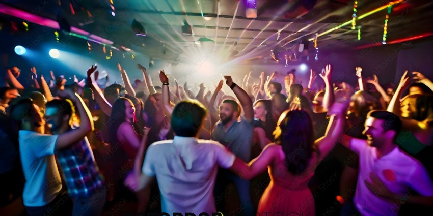 A group of people dancing in a club