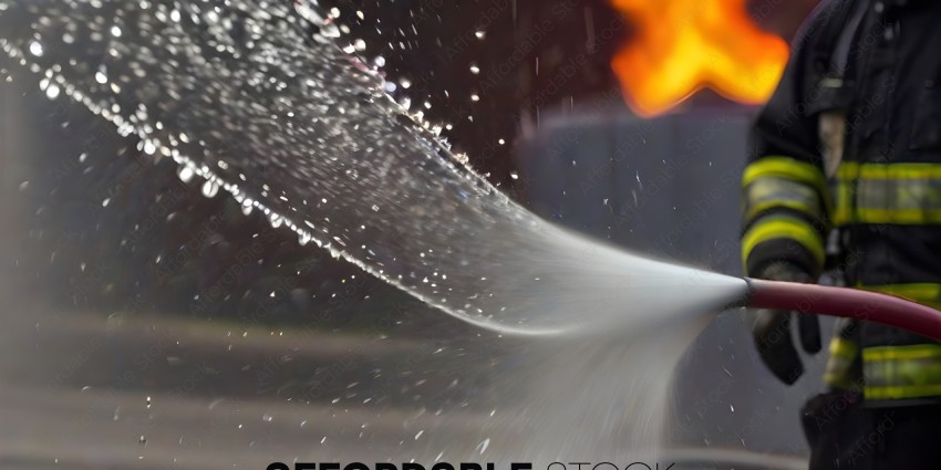 Water spraying from a hose