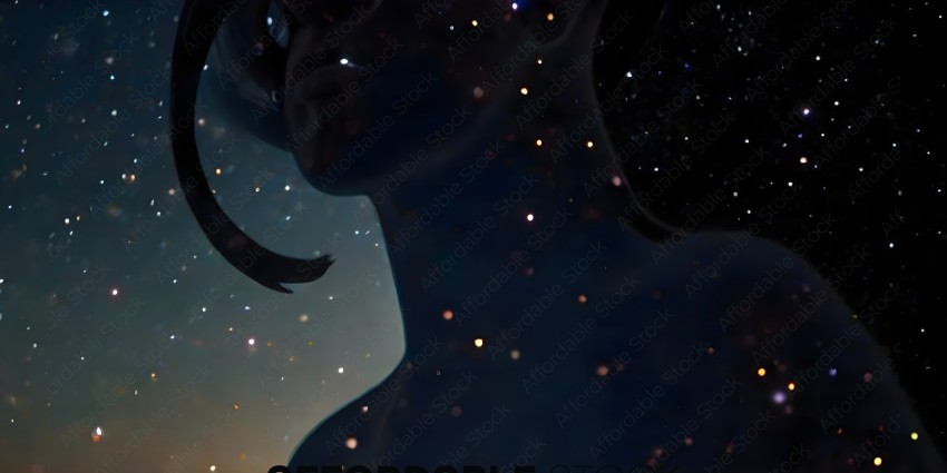 A person with a blue mask and stars in the background