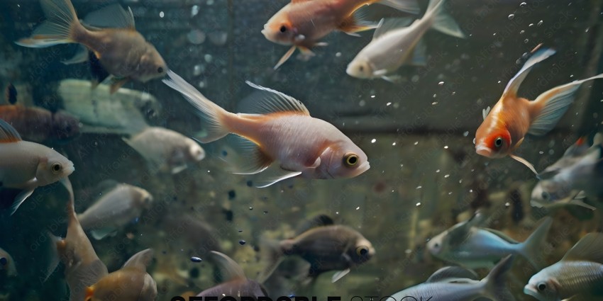 A school of fish in a tank
