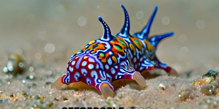 A colorful sea slug on the beach