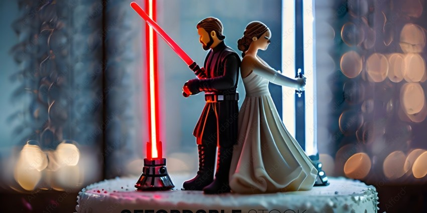 A Star Wars themed wedding cake topper