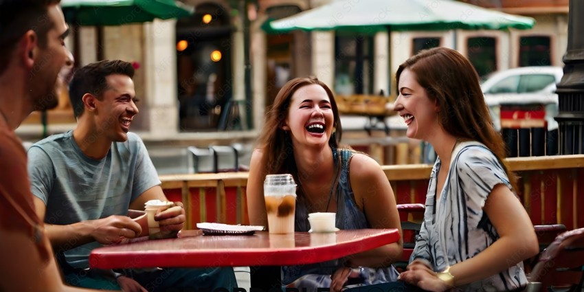 Three women laughing at a table