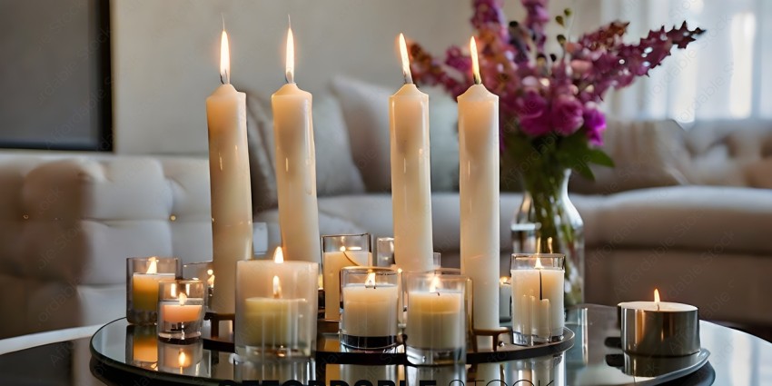 Candles in a glass bowl