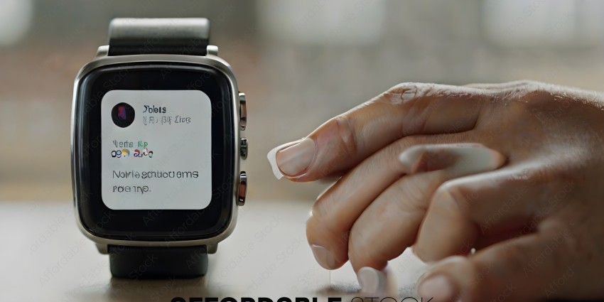 A person is holding a smart watch