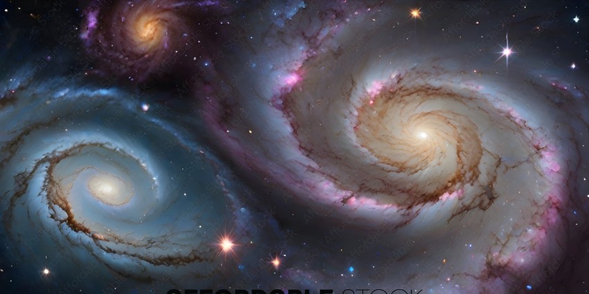 A beautiful starry night with two large spiral galaxies