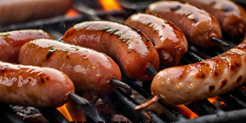 Sizzling Sausage Links on Grill