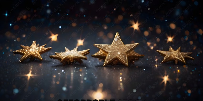 Two gold stars with glittery details