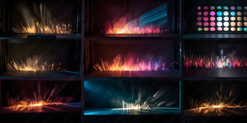A series of colorful images of fire