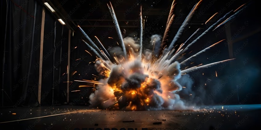 Fireworks Explosion in a Dark Place