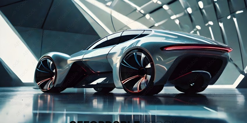 Futuristic Car Design with Red Lights