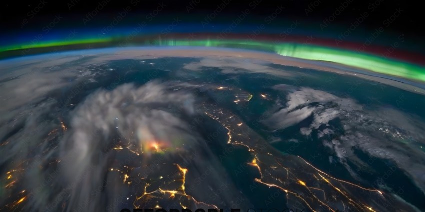 A view of the earth from space with a beautiful skyline