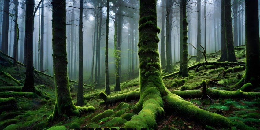 Mossy Trees in a Forest