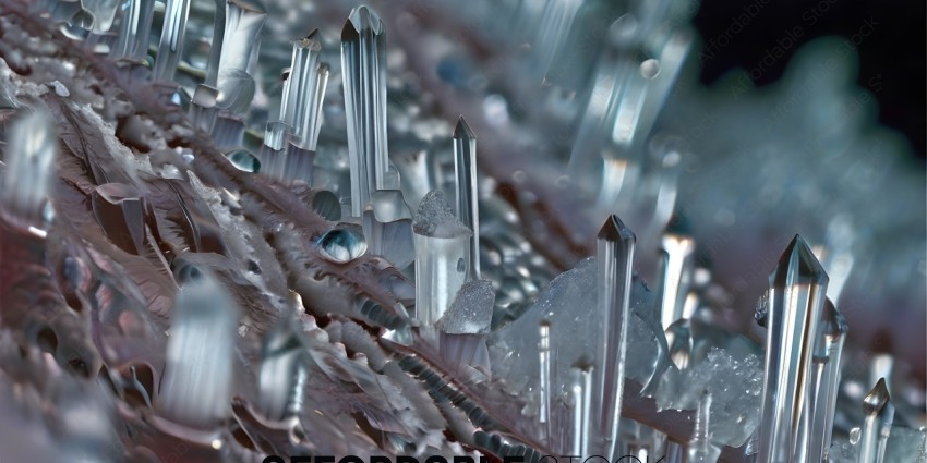 A close up of a bunch of clear crystals