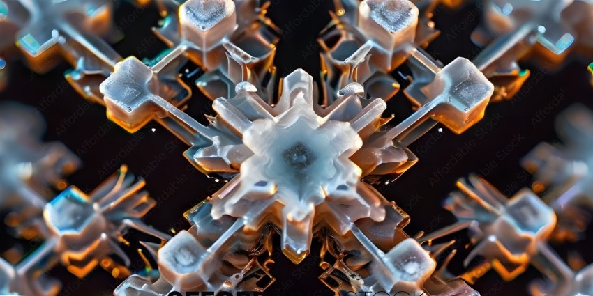 A close up of a snowflake with a lot of detail