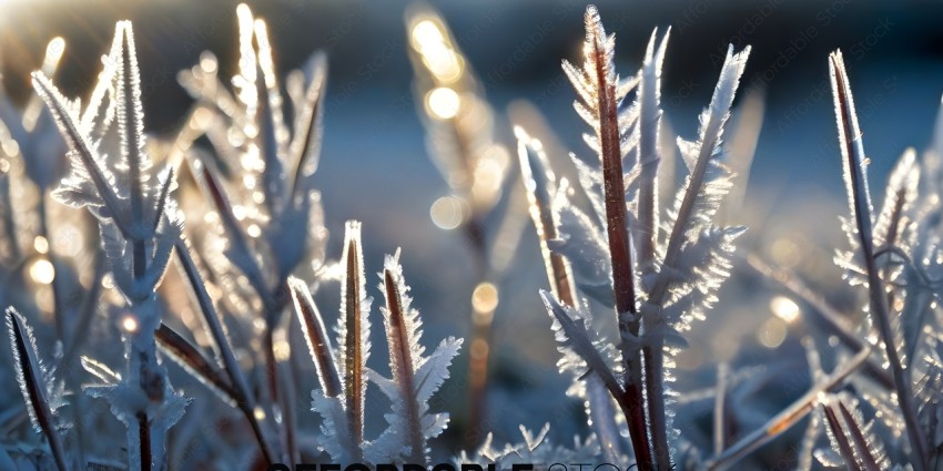 Plants covered in frost and ice
