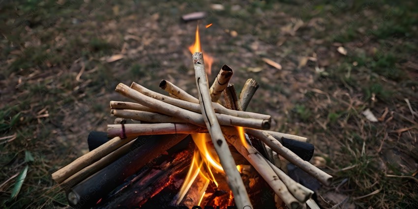 A fire with sticks and a small flame