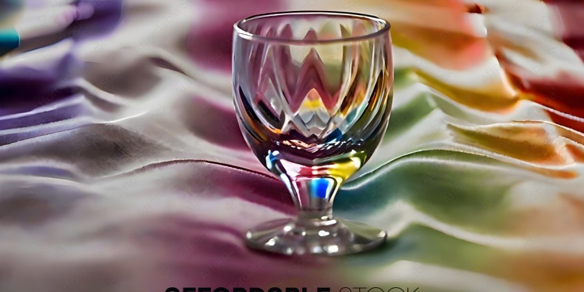 A glass of wine on a colorful cloth