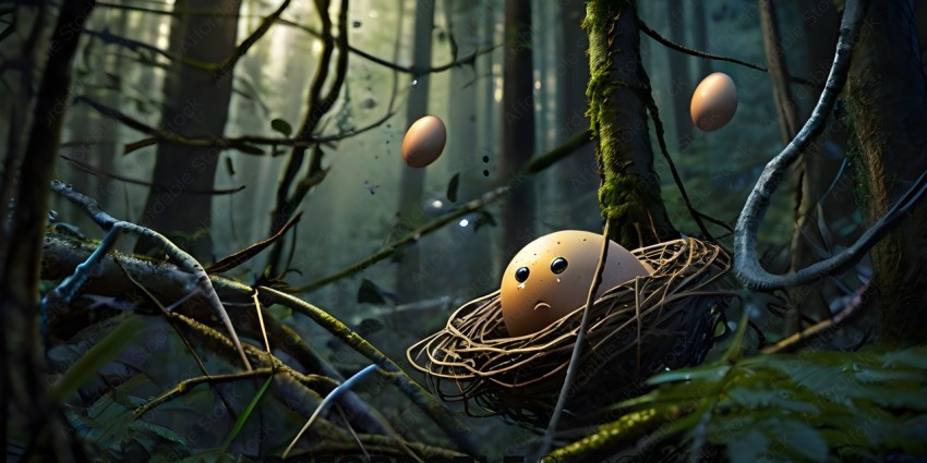 A sad looking egg in a nest