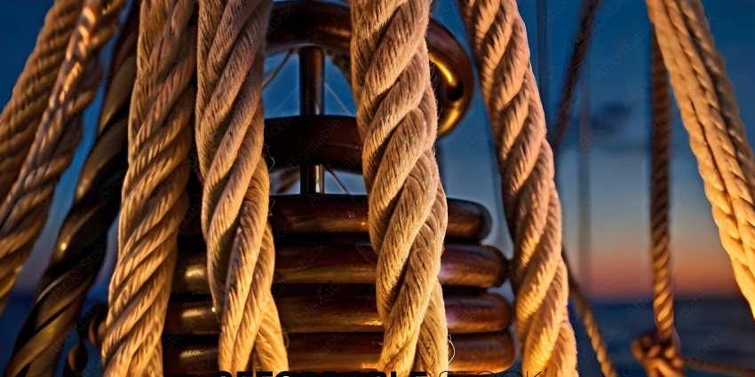 A rope with a metal piece in the center