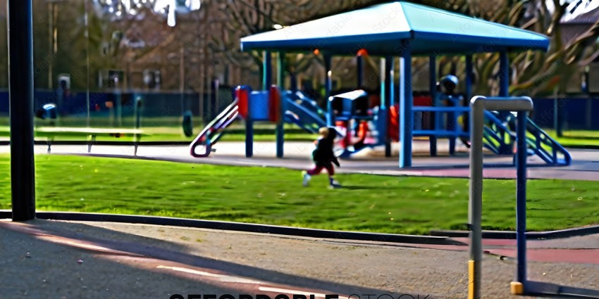 A little girl running on a playground