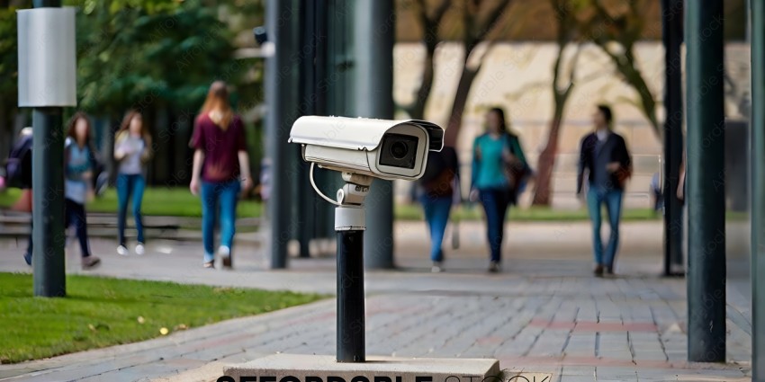 A security camera on a pole
