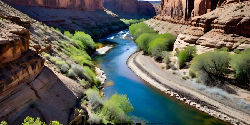 A river runs through a rocky canyon