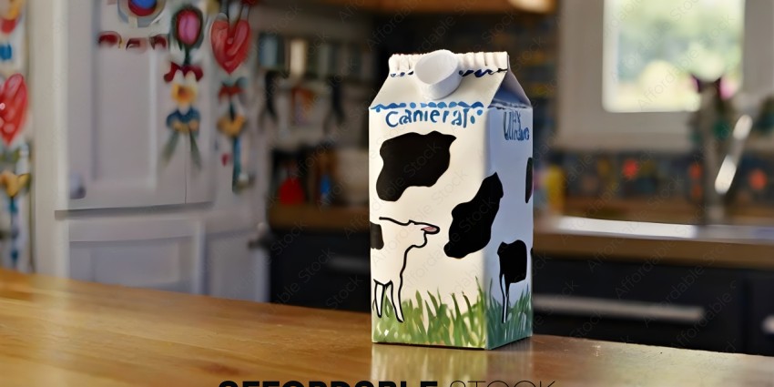 A cartoon cow on a milk carton