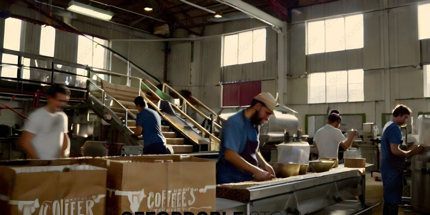 Workers in a coffee factory