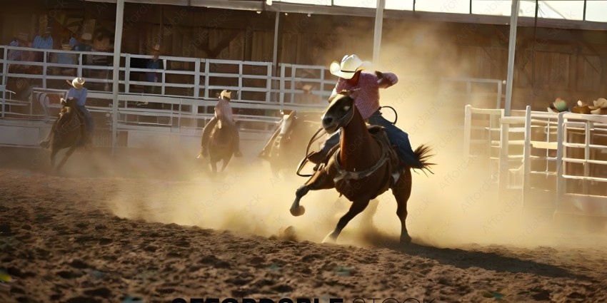 Man riding a horse in a rodeo