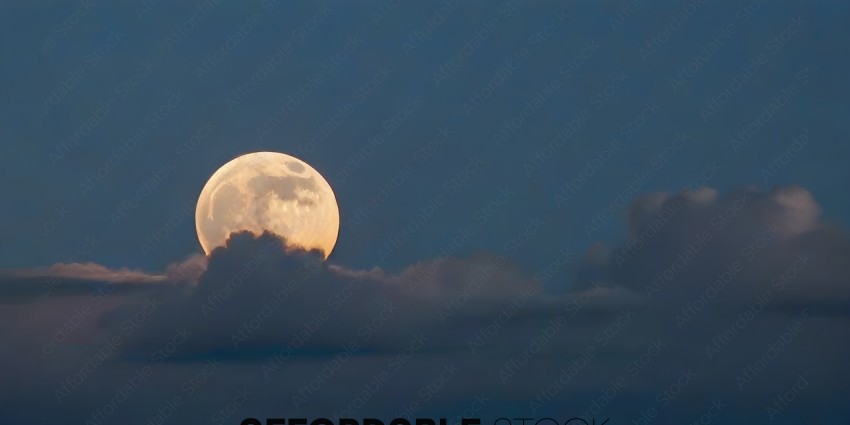 A Full Moon Rises Above Clouds