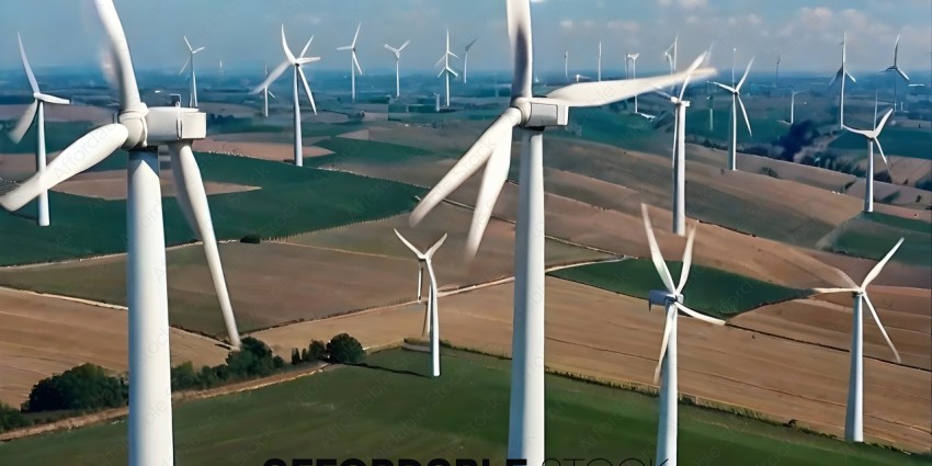 A large field of windmills