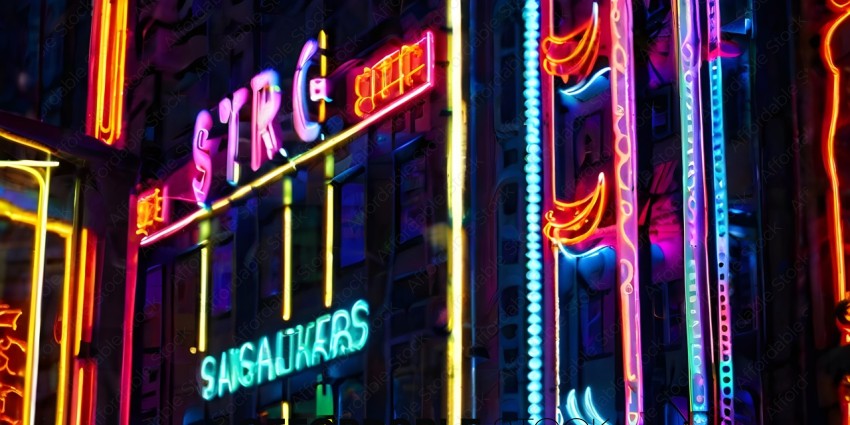 A neon sign for a bar called "Baisakulers" on a building