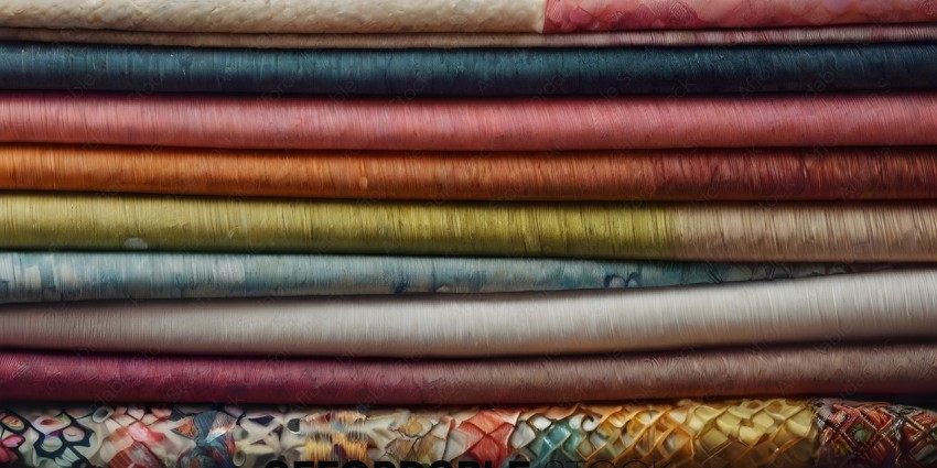A stack of colorful fabric with a pattern