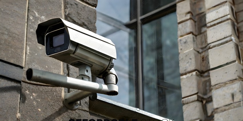 A security camera mounted on a building