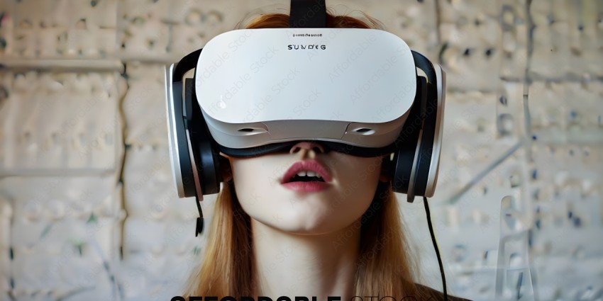 A woman wearing headphones and a virtual reality headset