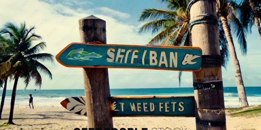 Shif Ban, T'weed Fets, and other signs on a wooden post