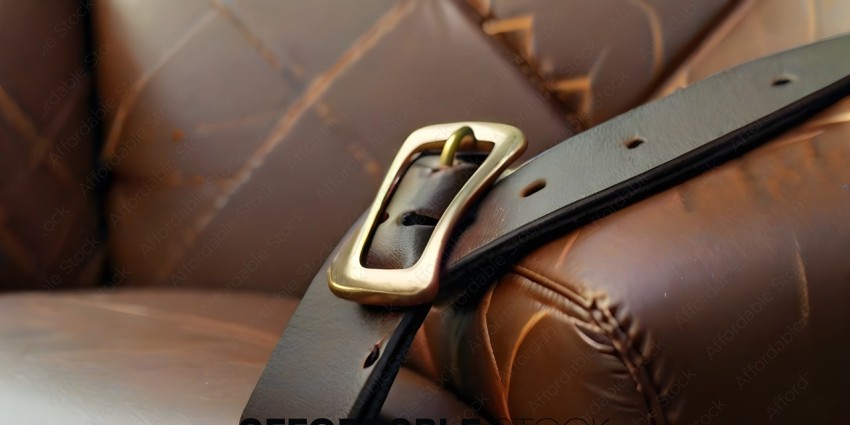 A brown leather belt with a gold buckle