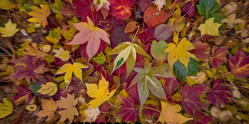 A Pile of Leaves with Green and Red Leaves