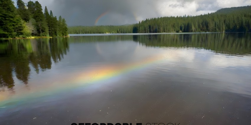 A Rainbow Reflection on a Lake