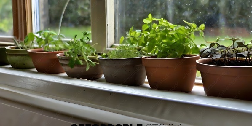Potted plants on a windowsill