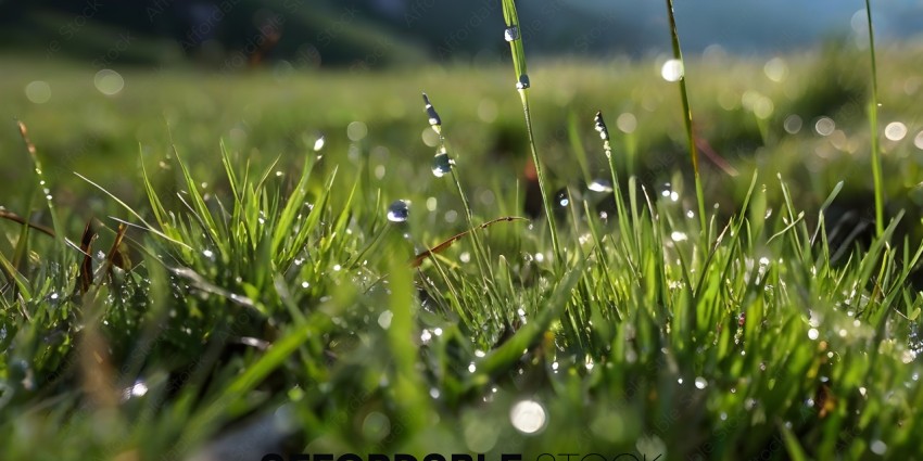Grass with dew drops on it