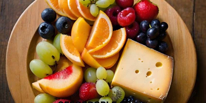 A variety of fruits and cheese