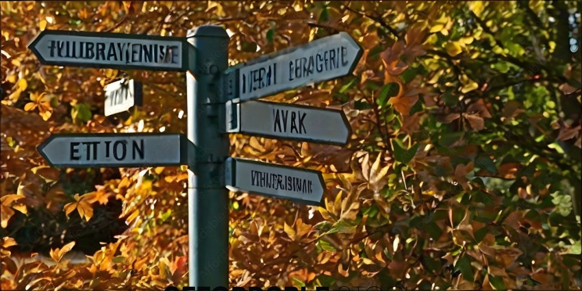 Signs in foreign language on pole