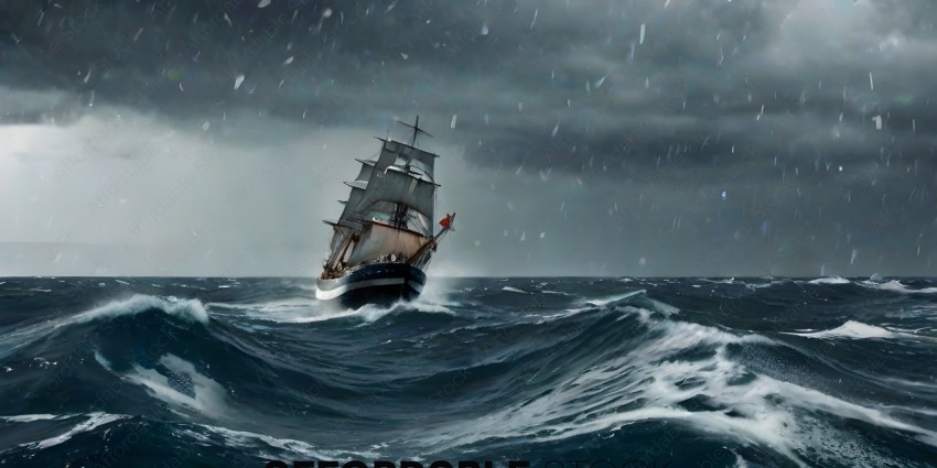 A large ship in the middle of a storm