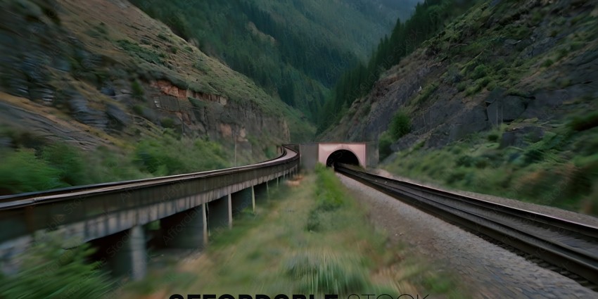 Tunnel on train tracks in mountainous area