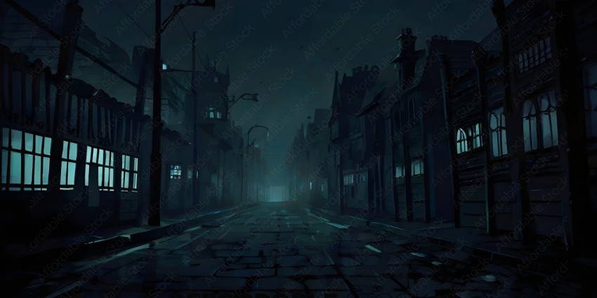 A dark, empty street at night