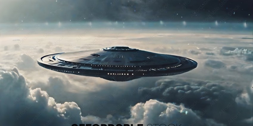 A futuristic space ship in the sky