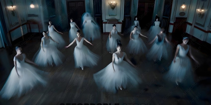 Dancers in white dresses and tiaras perform a ballet